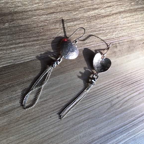 .925 Sterling Silver Heart and Strands Earrings - Picture 3 of 8